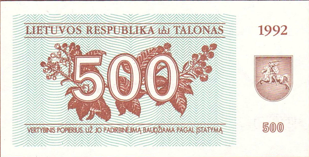 Lithuania 500 1992 UNC P-44